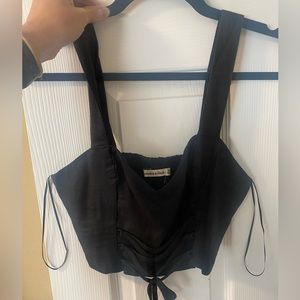 NWT black Abercrombie & Fitch linen crop top
